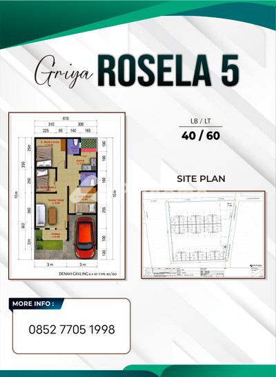 Rumah Dijual di Pamulang, Kota Tangerang Selatan, 2 KM, 3 KT, LT 60m², LB 40m²
