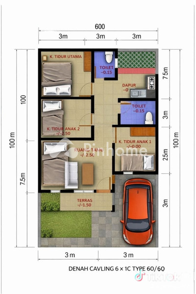 Rumah Dijual di Pamulang, Kota Tangerang Selatan, 2 KM, 3 KT, LT 60m², LB 40m²
