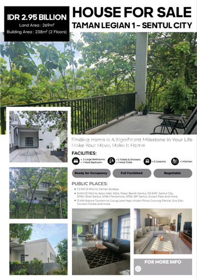 Rumah Dijual di Babakan Madang, Kab. Bogor, 2 KM, 2 KT, LT 269m², LB 238m²