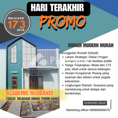 Rumah Dijual di Academic Residence, Bontomarannu, Kab. Gowa, 1 KM, 2-2 KT, LT 72-72m², LB 30-30m² - 1