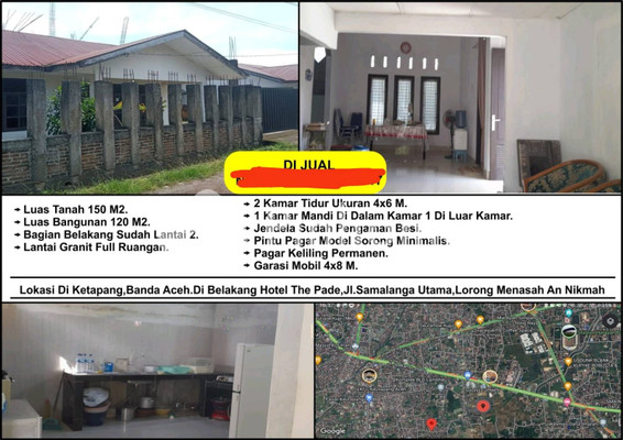 Rumah Dijual di Darul Imarah, Kab. Aceh Besar, 2 KM, 2 KT, LT 150m², LB 120m²