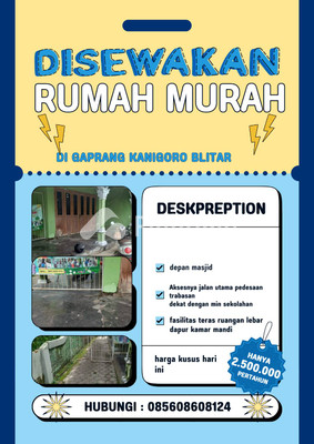 Sewa Rumah di Kanigoro, Kab. Blitar, 1 KM, 1 KT, LT 188m², LB 188m² - 1